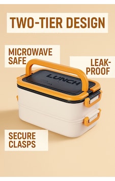 Taşınabilir Yemek Kabı 2 Katlı Lunch Box Diyet Beslenme Kutusu Saklama Kabı Çatal Kaşıklı Sefer Tası Beyaz - Sarı Taşınabilir Yemek Kabı 2 Katlı Lunch Box Diyet Beslenme Kutusu Saklama Kabı Çatal Kaşıklı Sefer Tası Beyaz - Sarı