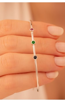 Kadın Gümüş Bileklik - Gümüş Safir Yakut Ve Zümrüt Taşlı Kadın Bileklik Işıklı Kutuda Kadın Gümüş Bileklik - Gümüş Safir Yakut Ve Zümrüt Taşlı Kadın Bileklik Işıklı Kutuda