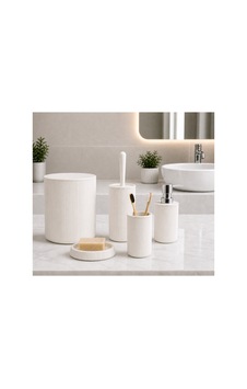 5 Li Banyo Seti Çizgili Tasarım 6,25 L Çöp Kovası + Wc Fırçası + Sıvı Sabunluk + Diş Fırçalık + Katı Sabunluk Modern Banyo Aksesuar Seti Beyaz 5 Li Banyo Seti Çizgili Tasarım 6,25 L Çöp Kovası + Wc Fırçası + Sıvı Sabunluk + Diş Fırçalık + Katı Sabunluk Modern Banyo Aksesuar Seti Beyaz