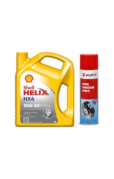 Shell Helix Hx6 Motor Yağı 10w-40 4 Litre + Würth Balata Spreyi 500 ML Shell Helix Hx6 Motor Yağı 10w-40 4 Litre + Würth Balata Spreyi 500 ML