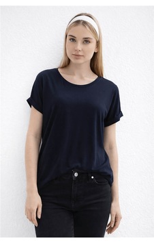 Fashion Friends Bisiklet Yaka Lacivert Kadın Bluz 26y0194k1