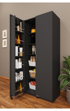 Lüks 2 Kapılı Çok Amaçlı Kiler Dolabı %100 Mdf Erzak Organizer Mutfak Dolabı Mk07 Koyu Gri Lüks 2 Kapılı Çok Amaçlı Kiler Dolabı %100 Mdf Erzak Organizer Mutfak Dolabı Mk07 Koyu Gri
