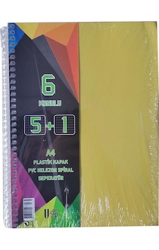 5+1 Ayraçlı Defter 6 Konulu 150 Yaprak 1 Adet 5 Kareli 1 Çizgili Spralli Plastik Kapak Seperatörlü 5+1 Ayraçlı Defter 6 Konulu 150 Yaprak 1 Adet 5 Kareli 1 Çizgili Spralli Plastik Kapak Seperatörlü