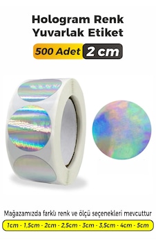 Hologram Renk Yuvarlak Kesim Etiket 2cm 500 Adet Çok Renkli Hologram Renk Yuvarlak Kesim Etiket 2cm 500 Adet Çok Renkli