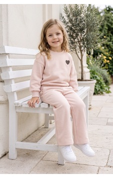 Zuzunga Kalp Nakış 3 İplik Fırçalı Kumaş Sweatshirt Eşofman Alt Üst Takım Pembe Zuzunga Kalp Nakış 3 İplik Fırçalı Kumaş Sweatshirt Eşofman Alt Üst Takım Pembe