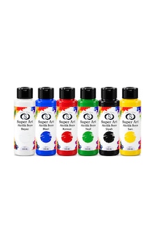 Superart Akrilik Boya Seti 6 Renk 6 200 Ml Çok Renkli Superart Akrilik Boya Seti 6 Renk 6 200 Ml Çok Renkli