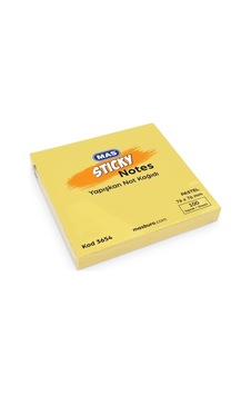 Mas 3654 Yapışkanlı Not Kağıdı 76 x 76 MM Pastel Sarı Mas 3654 Yapışkanlı Not Kağıdı 76 x 76 MM Pastel Sarı