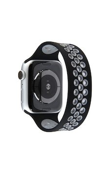 Apple Watch 42mm Ayarlı Delikli Silikon Kordon Saat Değildir - Siyah-gri