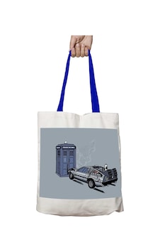 Art Hediye Mavi Kulplu Geleceğe Dönüş Dr Who Yıkanabilir Omuz Çanta Çok Renkli