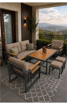 Rovena Esinti Balkon Takımı, Antrasit Bahçe Takımı 5+1 Masa 70x110 2 Lilü Koltuk 70x150 Tekli Koltuk 70x70 Cappuccino Rovena Esinti Balkon Takımı, Antrasit Bahçe Takımı 5+1 Masa 70x110 2 Lilü Koltuk 70x150 Tekli Koltuk 70x70 Cappuccino
