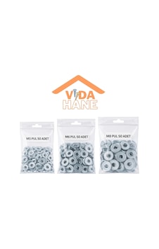 Vida Hane 150 Parça Galvanizli Pul Seti 3 Farklı Ölçü /m5 - M6 - M8 Diğer Vida Hane 150 Parça Galvanizli Pul Seti 3 Farklı Ölçü /m5 - M6 - M8 Diğer