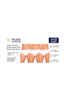 Yıldız Çamaşır Erkek Süper İnce Yazlık Modal Slip Külot 118-119 - 3 Adet Beyaz Yıldız Çamaşır Erkek Süper İnce Yazlık Modal Slip Külot 118-119 - 3 Adet Beyaz