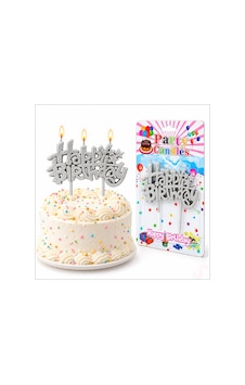 Happy Birthday Doğum Günü Pasta Mumu, 11 Cm - Gümüş Happy Birthday Doğum Günü Pasta Mumu, 11 Cm - Gümüş