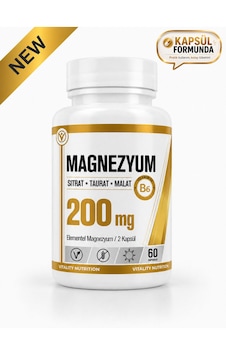 Vitality Nutrition 60 Kapsül Magnezyum Sitrat + Taurat + Malat + Vitamin B6 Vitality Nutrition 60 Kapsül Magnezyum Sitrat + Taurat + Malat + Vitamin B6