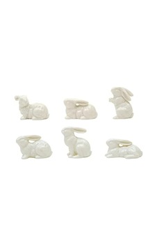 Creative Co-op Beyaz Seramik Tavşanlar, 6 Lı Set Creative Co-op Beyaz Seramik Tavşanlar, 6 Lı Set