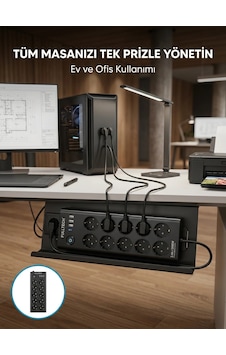 Hubrendy Tekno Usb Ve Type-c Şarj Özellikli 10'lu Çoklu Priz 0 Hubrendy Tekno Usb Ve Type-c Şarj Özellikli 10'lu Çoklu Priz 0