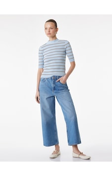 Koton Kısa Geniş Paça Pamuklu Regular Fit Denim Pantolon - Crop Wide Leg Jeans Açık İndigo 6sal40062md Açık İndigo Koton Kısa Geniş Paça Pamuklu Regular Fit Denim Pantolon - Crop Wide Leg Jeans Açık İndigo 6sal40062md Açık İndigo