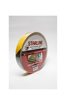 Starline Kaydırmaz Bant Siyah - Sarı 25mmx15mt Starline Kaydırmaz Bant Siyah - Sarı 25mmx15mt