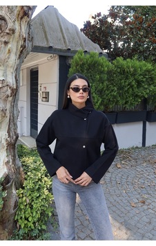 Kechi Woman Gabardin Kumaş Dik Yaka Çıtçıtlı Ceket Siyah Kechi Woman Gabardin Kumaş Dik Yaka Çıtçıtlı Ceket Siyah
