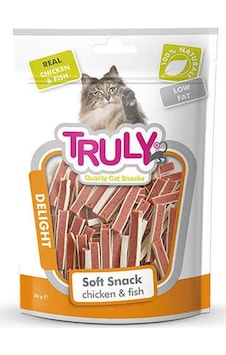 Truly Tavuk ve Balıklı Yumuşak Sandwich Şekilli Kedi Ödülü 50 G Truly Tavuk ve Balıklı Yumuşak Sandwich Şekilli Kedi Ödülü 50 G