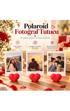 3'lü Kalp Fotoğraf Tutucu Seti Dekoratif Masaüstü Anı Standı Kırmızı 3'lü Kalp Fotoğraf Tutucu Seti Dekoratif Masaüstü Anı Standı Kırmızı