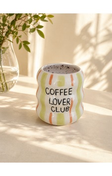 Coffee Lover El Yapımı Seramik Kupa Yeşil - Kahverengi Coffee Lover El Yapımı Seramik Kupa Yeşil - Kahverengi
