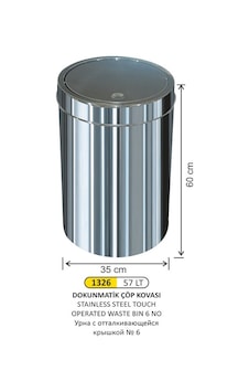 Dokunmatik Kapaklı Çöp Kovası Paslanmaz 57 Litre Gri Dokunmatik Kapaklı Çöp Kovası Paslanmaz 57 Litre Gri