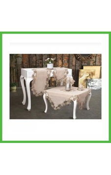 Vaveni Kapiçino Flowers Model 5 Parça Keten Dantelli Runner Seti Salon Takımı Arz Çok Renkli Vaveni Kapiçino Flowers Model 5 Parça Keten Dantelli Runner Seti Salon Takımı Arz Çok Renkli