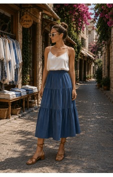 Eren Style Kot Etek %100 Pamuklu Boy:70 Cm 36- 48 Beden Arası Mavi Eren Style Kot Etek %100 Pamuklu Boy:70 Cm 36- 48 Beden Arası Mavi