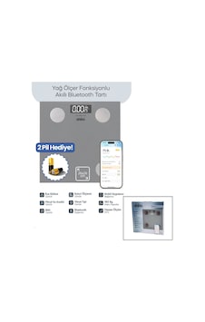 Gri Yağ Ölçer Akıllı Bluetooth Cam Baskül Pilli 180kg/50gr 26x26cm 8-kişi Hafıza Lcd Ekran Gösterge Sbs-4473