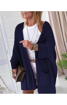 Defymoda Oversize Kalıp Cepli Salaş Triko Hırka Laci Lacivert Defymoda Oversize Kalıp Cepli Salaş Triko Hırka Laci Lacivert