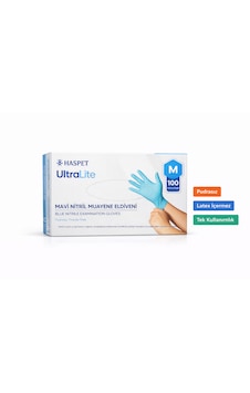 Haspet Ultralite Mavi Nitril Pudrasız Eldiven 100'lü Haspet Ultralite Mavi Nitril Pudrasız Eldiven 100'lü