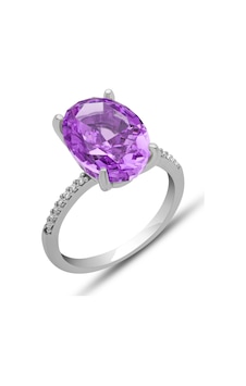 Gümüş Ice Cut Oval Mor Zirkon Taşlı Kadın Yüzük Gümüş Gümüş Ice Cut Oval Mor Zirkon Taşlı Kadın Yüzük Gümüş