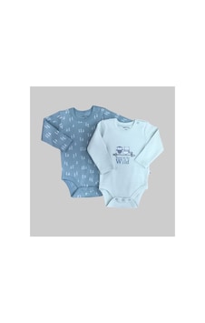 Mother Love %100 Organik 2'li Uzun Kol Bebek Body Mavi Mother Love %100 Organik 2'li Uzun Kol Bebek Body Mavi