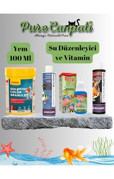 Japon Balığı Yem Ve Su Bakım Seti Yem + Su Düzenleyici + Vitamin + Mineral Japon Balığı Yem Ve Su Bakım Seti Yem + Su Düzenleyici + Vitamin + Mineral