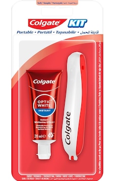 Colgate Seyahat Seti Optic White Anında Beyazlık Beyazlatıcı Diş Macunu 20 Ml + Yumuşak Diş Fırçası