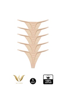 Wcreas Kadın İpli Tanga, Pamuklu Yumuşak Kumaş G-string Tanga 5'li Paket Ten Ten Wcreas Kadın İpli Tanga, Pamuklu Yumuşak Kumaş G-string Tanga 5'li Paket Ten Ten