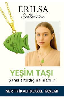 Erilsa Sertifikalı Sarı Renkli Balık Model Yeşim Taşı Kolye Şans, Huzu Çok Renkli Erilsa Sertifikalı Sarı Renkli Balık Model Yeşim Taşı Kolye Şans, Huzu Çok Renkli
