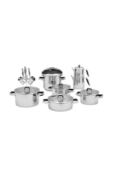 Pierre Cardin Yeni Mars Siyah 18 Parça Tencere Seti Gümüş