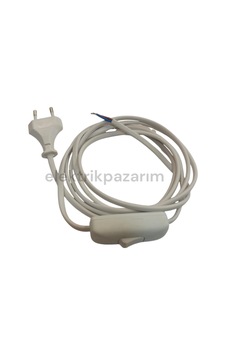 Abajur Kablosu Hazır Fişli Anahtarlı Beyaz 1.5 Metre Abajur Kablosu Hazır Fişli Anahtarlı Beyaz 1.5 Metre