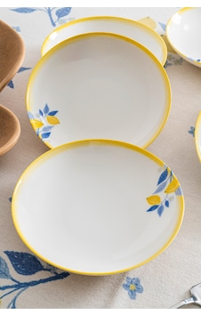 Limon Desenli 20 Cm Premium Porselen Yemek Tabağı - 6 Adet Sarı Limon Desenli 20 Cm Premium Porselen Yemek Tabağı - 6 Adet Sarı