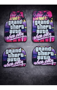 Vice City Dekor Paspas A Kalite Baskılı Oto Halı Paspas Takımı 4 Takım Ön Arka Takım