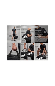 Genel Markalar Unisex Siyah Çok Amaçlı Spor Ve Fitness Çantası Geniş Hacimli El Ve Omuz Askılı Seyahat Çantası Siyah Siyah