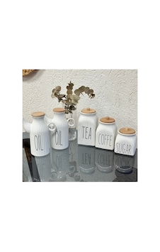 5 Parça Takım 2 Li Porselen 1000ml Oil Yağdanlık 3 Lü Kavanoz Tea Sugar Coffe Set Beyaz Beyaz 5 Parça Takım 2 Li Porselen 1000ml Oil Yağdanlık 3 Lü Kavanoz Tea Sugar Coffe Set Beyaz Beyaz