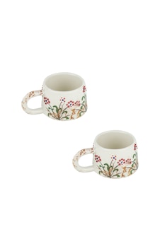 Kupa Bardak Seramik Lale Desenli 2'li Set 200 Ml Kupa Bardak Seramik Lale Desenli 2'li Set 200 Ml