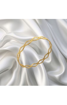Leva Gold 22 Ayar İkili Simli Dalgalı Ajda Bilezik