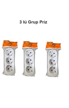 3 Adet 3 Lü Grup Priz 0