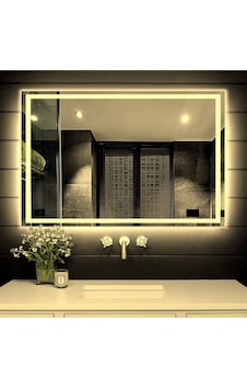 Nuun Dekor 80x60 Günışığı Ledli Kumlamalı Banyo Aynası Modern Dekoratif Ayna Trafolu Şeffaf Nuun Dekor 80x60 Günışığı Ledli Kumlamalı Banyo Aynası Modern Dekoratif Ayna Trafolu Şeffaf