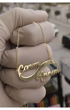 925 Ayar Gümüş 24 Ayar Altın Kaplama Canım Annem Yazılı Sonsuzluk Kolye Gold 925 Ayar Gümüş 24 Ayar Altın Kaplama Canım Annem Yazılı Sonsuzluk Kolye Gold