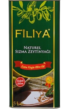 Filliya Taş Baskı Soğuk Sıkım Naturel Sızma Zeytinyağı Teneke 5 L